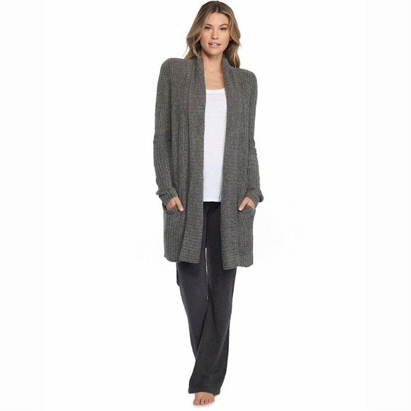 Barefoot Dreams Sweaters - Barefoot Dreams Cozy Chic Lite Women Cardigan Cold Wrap Long Duster Taupe XS